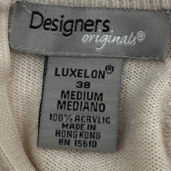 Vintage Designers Originals Quarter-Zip Knit Sweater | Cream Tan | Size M - Picture 8 of 9